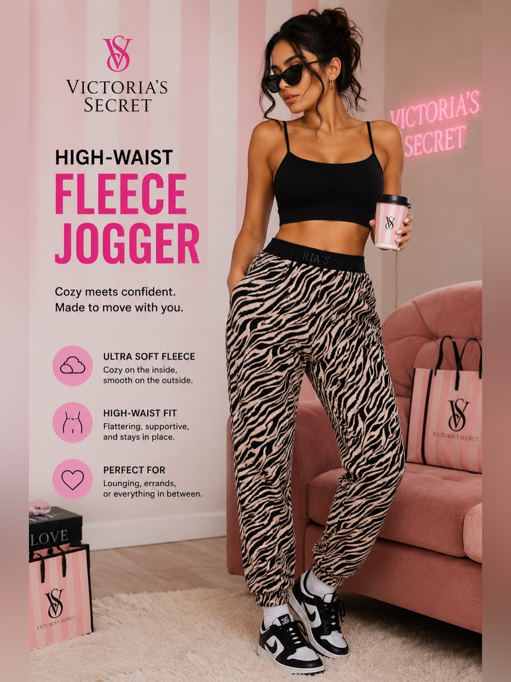 ‼️🆕🔥 Victoria’s Secret High-waist Fleece Jogger